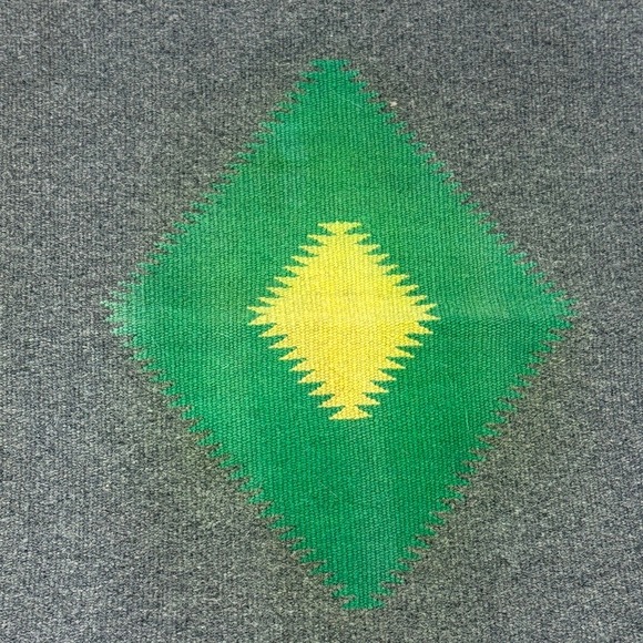 Vintage Mexican Handwoven Wall Hanging 18 x 19 in‎ Tapestry Rug Geometric Fringe - Picture 2 of 7